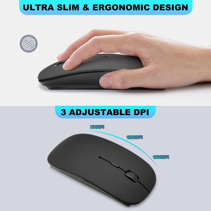 TRELC Wireless Numeric Keypad, Mini 2.4G 18 Keys Number Pad, Portable Silent Financial Accounting Numeric Keypad Keyboard Extensions with Wireless Mouse for Laptop, PC, Desktop, Notebook(Black) - Image 5